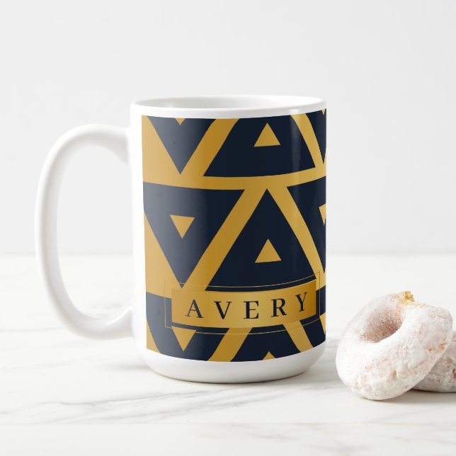 Geometric pattern Triangle Personalised Coffee Mug (With Donut)