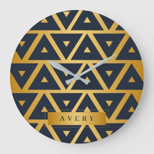 Geometric pattern Triangle Personalised Large Clock