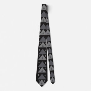 Geometric Pattern Triangles Ovals Black Grey Funny Tie