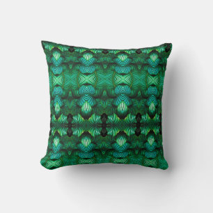 Geometric pattern tropical leaves green art pillow