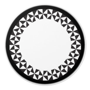 Geometric Pattern White & Black Ceramic Knob
