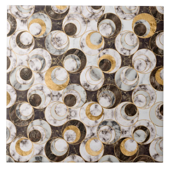 Geometric Pattern - White Marble Texture and Gold Tile (Front)