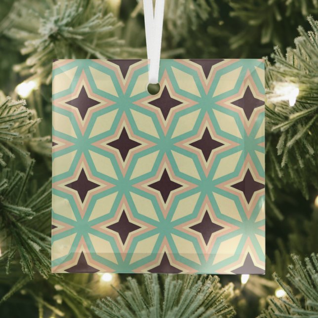 Geometric pattern with alternating dark star shape glass tree decoration (Insitu)