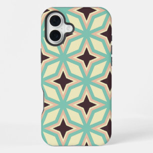 Geometric pattern with alternating dark star shape iPhone 16 plus case