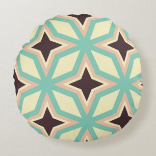 Geometric pattern with alternating dark star shape round cushion