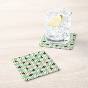 Geometric pattern with alternating dark star shape square paper coaster