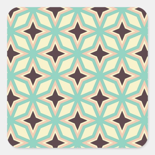 Geometric pattern with alternating dark star shape square sticker (Front)