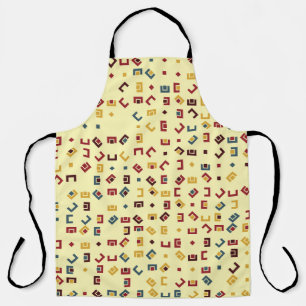 Geometric pattern with coloured elements, vintage apron