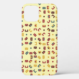 Geometric pattern with coloured elements, vintage iPhone 12 case