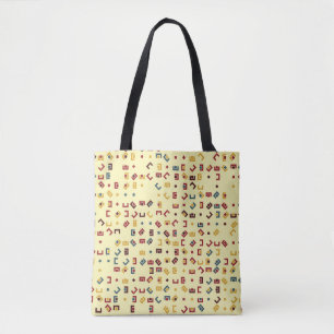 Geometric pattern with coloured elements, vintage tote bag