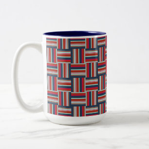 Geometric Pattern with Colourful Stripes Two-Tone Coffee Mug