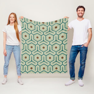 Geometric pattern with interlocking hexagons fleece blanket