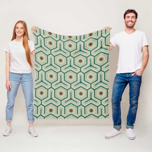 Geometric pattern with interlocking hexagons fleece blanket (In Situ)