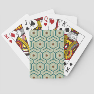 Geometric pattern with interlocking hexagons playing cards