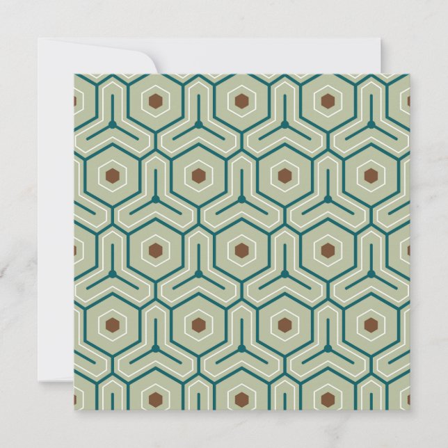 Geometric pattern with interlocking hexagons thank you card (Front)