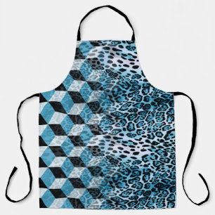 Geometric pattern with leopard skin, leopard patte apron