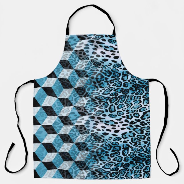 Geometric pattern with leopard skin, leopard patte apron (Front)