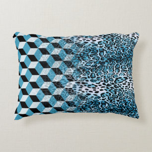 Geometric pattern with leopard skin, leopard patte decorative cushion