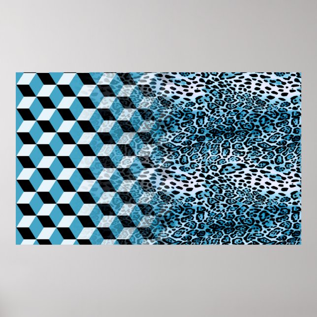 Geometric pattern with leopard skin, leopard patte poster (Front)