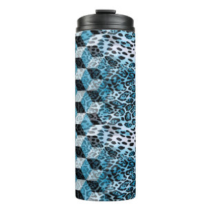 Geometric pattern with leopard skin, leopard patte thermal tumbler