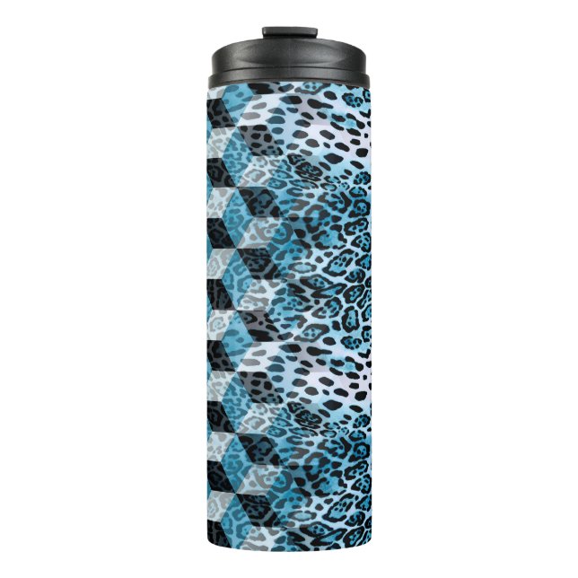 Geometric pattern with leopard skin, leopard patte thermal tumbler (Front)
