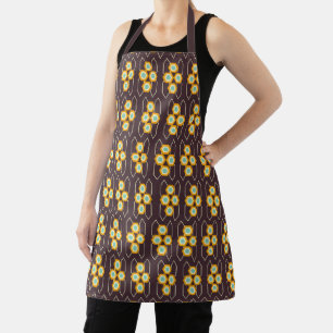 Geometric pattern with orange and blue hexagons apron