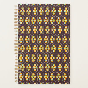 Geometric pattern with orange and blue hexagons planner