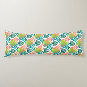 Geometric pattern with palm leaves and flowers body cushion