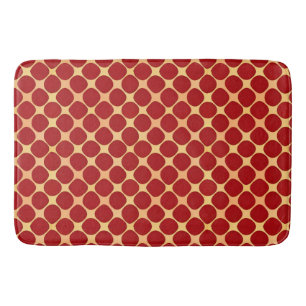 Geometric Pattern With Red Circles Bath Mat