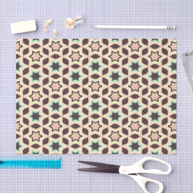  Geometric pattern with star shapes in brown and t Tissue Paper (Craft)