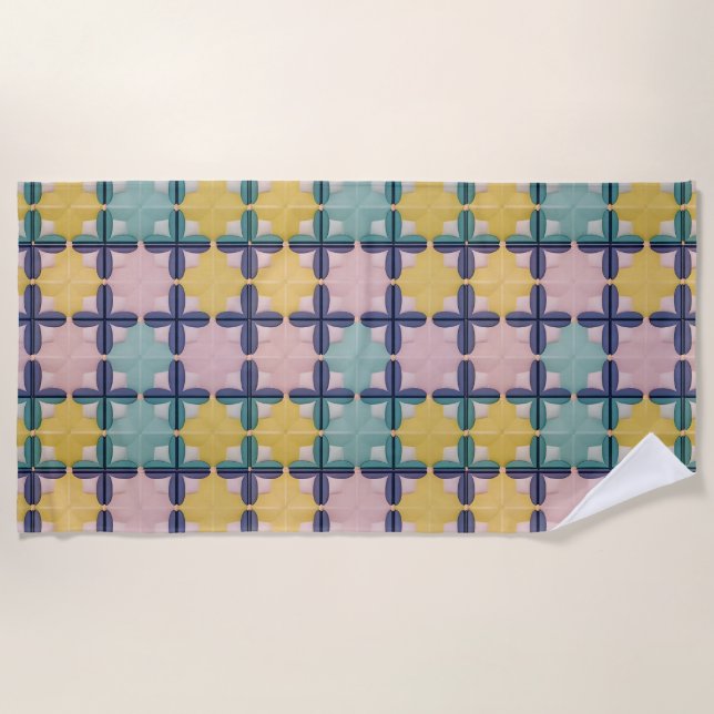 Geometric Pattern With Vivid Colours Beach Towel (Front)