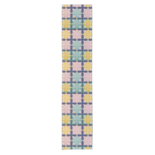 Geometric Pattern With Vivid Colours Short Table Runner