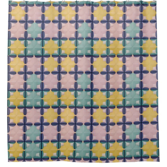 Geometric Pattern With Vivid Colours Shower Curtain (Front)