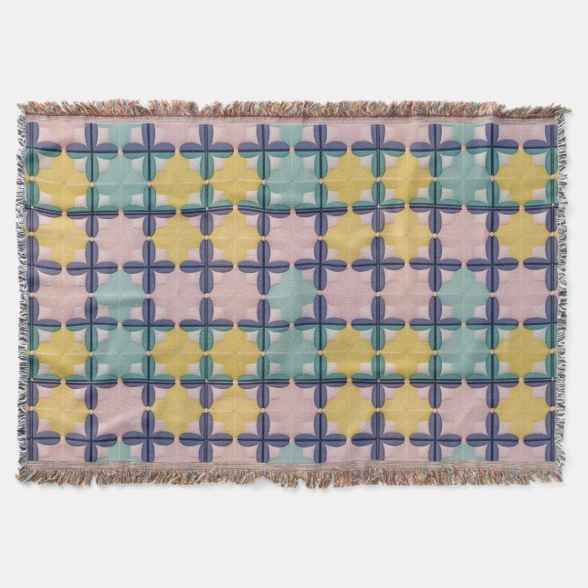 Geometric Pattern With Vivid Colours Throw Blanket (Front)