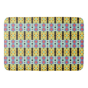 Geometric Pattern Yellow Purple blue Bath Mat