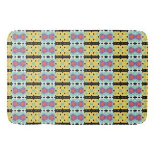 Geometric Pattern Yellow Purple blue Bath Mat