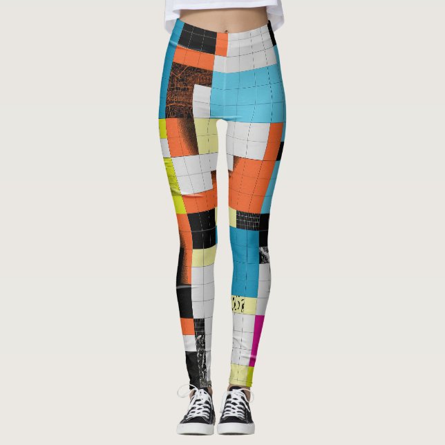 Geometric patterned and colourful leggings (Front)