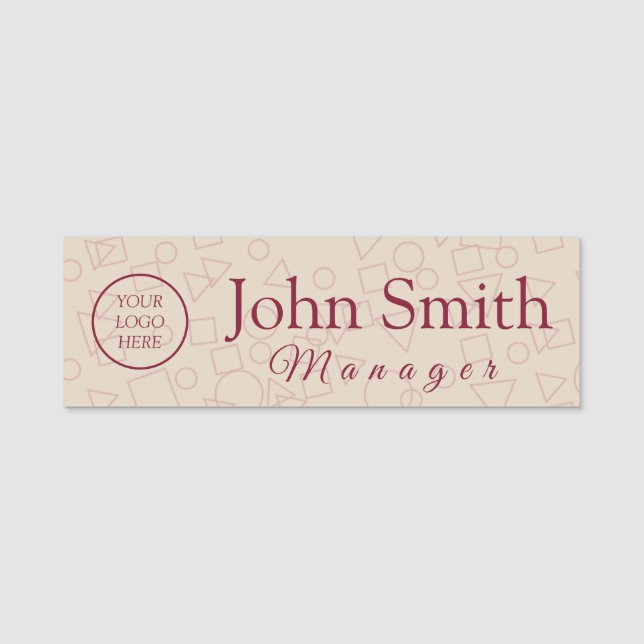 Geometric Patterned Name Tag with Elegant Shapes (Front)