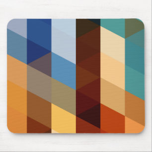 Geometric Patterns Blue and Orange Triangles Mouse Mat