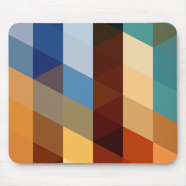 Geometric Patterns | Blue and Orange Triangles Mouse Mat (Front)
