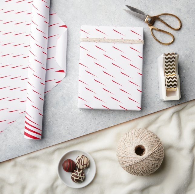 Geometric Patterns Christmas Red White Cute Wrapping Paper (Crafts)