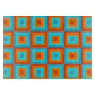 Geometric Patterns Colour Turquoise Orange Cutting Board