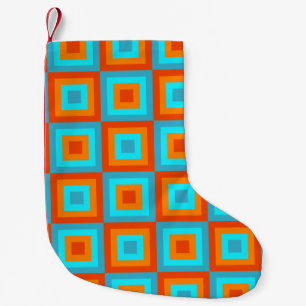 Geometric Patterns Colour Turquoise Orange Small Christmas Stocking