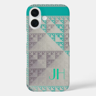 Geometric Patterns & Custom Monogram iPhone 16 Case
