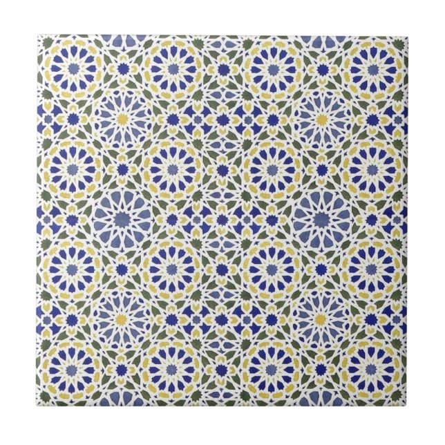 Geometric Patterns in Yellow and Blue Tile (Front)