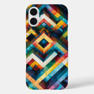 Geometric Patterns with Bold Contrasting Colours iPhone 16 Plus Case