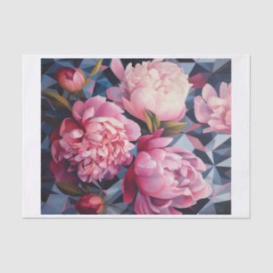 Geometric Peony Art for Decoupage  Tissue Paper