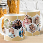 Geometric Photo Collage 9 Picture 11oz Coffee Mug<br><div class="desc">11oz Photo mug with geometric photo collage using 9 of your favourite family photos. The photo template is set up for you to add your pictures, working in rows from left to right, to form a honeycomb pattern. The hexagon design is honey beige and white - please browse my store...</div>