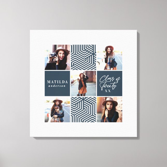 Geometric photo graduation personalised gift canvas print (Front)