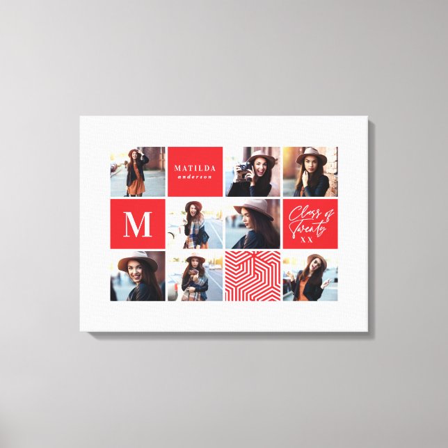 Geometric photo graduation personalised gift canvas print (Front)